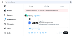 X Is Blocking Links to Secure Signal Contact Pages